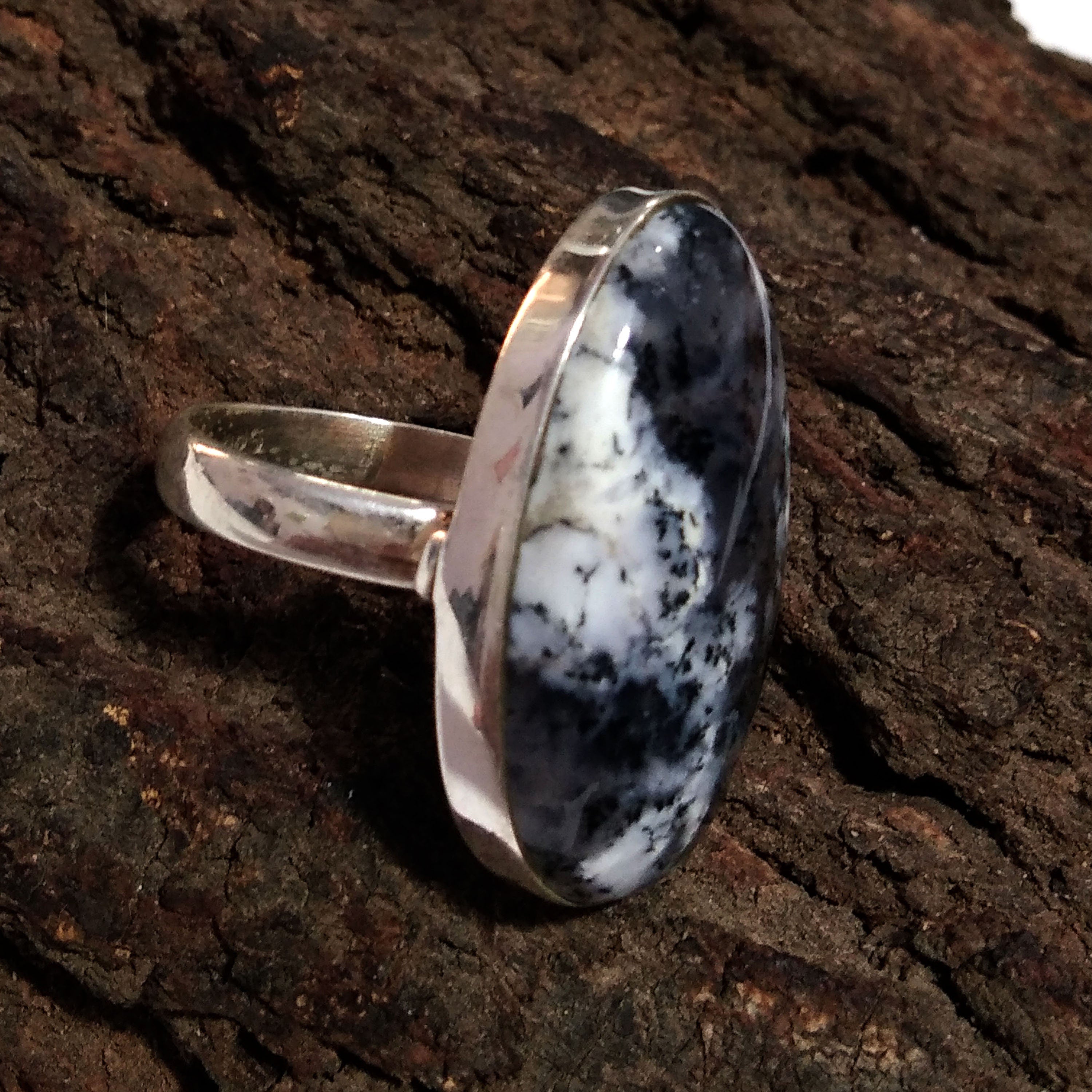Amazing Natural Dendrite Opal Gemstone Ring, 925 Solid Sterling Silver Ring, Opal Stone Size 30x19 mm Handmade Ring, Gift Ring Jewelry